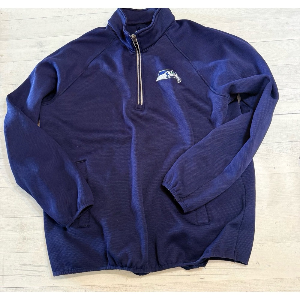 NFL Seattle Seahawks men's 1/4 zip navy blue pullover large
